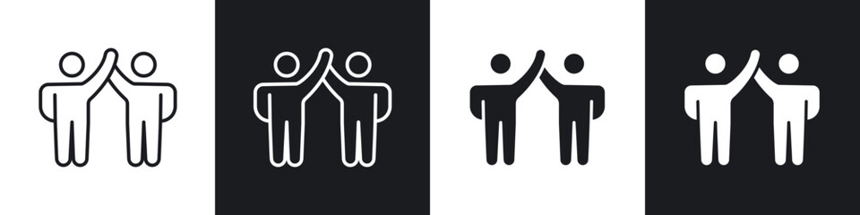 Friends icon in thin line and Flat Design.