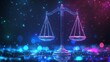 © Shahida - Scales of Justice Neon Glow, Ornate Libra Scales, Digital Art Style, Transparent BG
