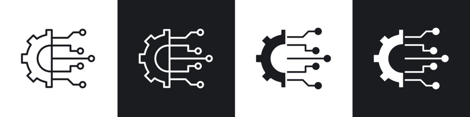 Technology icon in thin line and Flat Design.