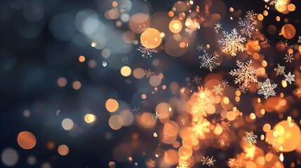 Poster - Captivating illustration of snowflakes gracefully resting on a dark background evoking the tranquility and magic of a winter night