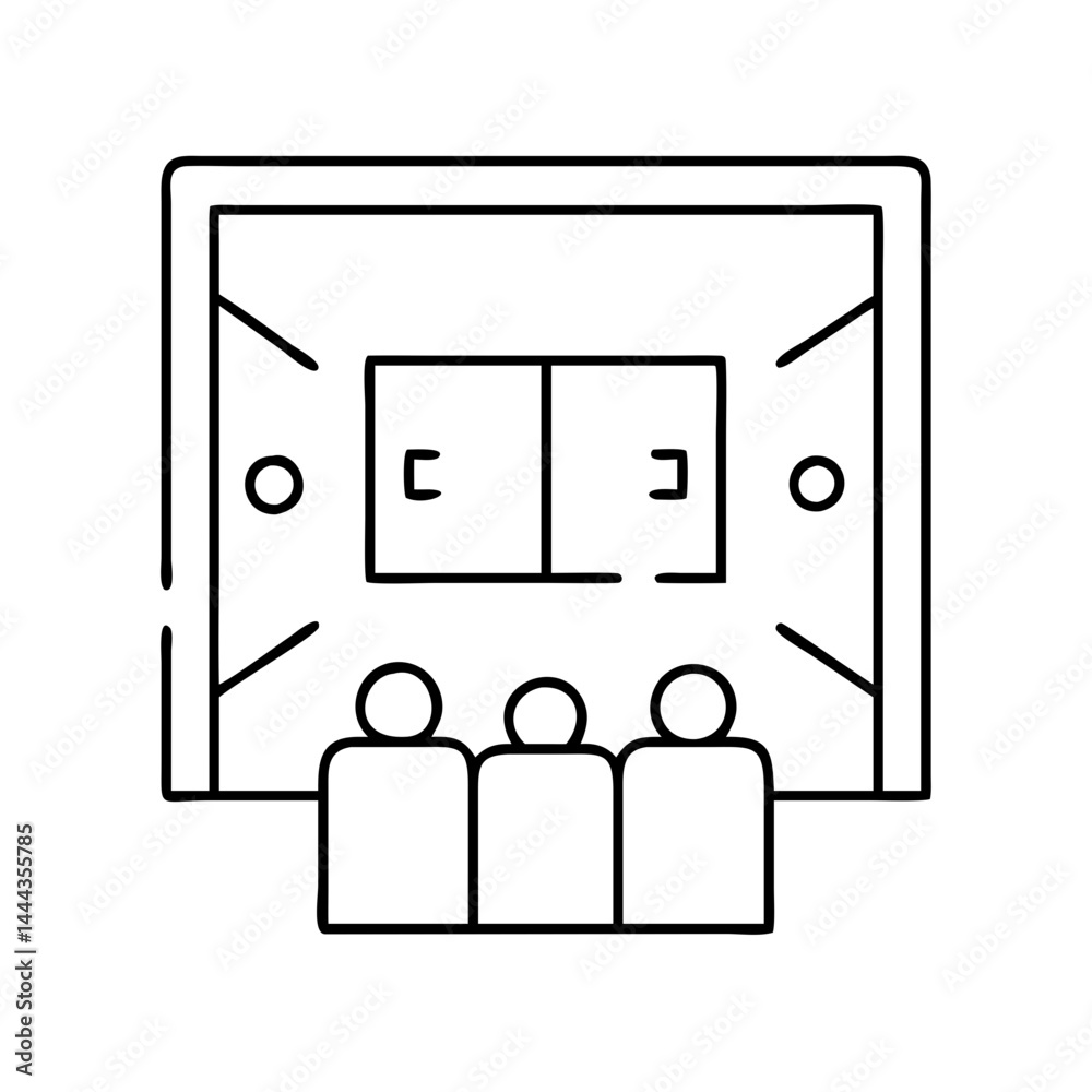 breakout room icon, breakout room line art - simple line art of ...