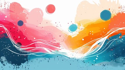 Poster - Whimsical abstract watercolor painting with playful colors and textures design