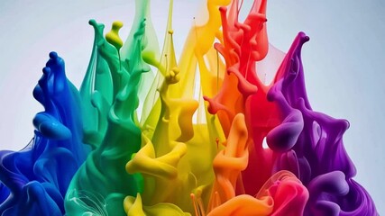 Poster - vibrant colors in dynamic splash an abstract art of fluid motion showcasing rainbow spectrum of crea