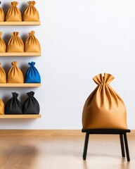 Poster - Stylish bag casually placed on a chair in a cozy indoor setting with soft lighting and warm atmosphere