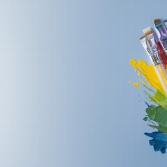 Poster - A vibrant collection of paint brushes arranged neatly in various sizes and colors on a surface