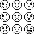© Art by Redu - black and white illustration of different emoji faces expressing emotions