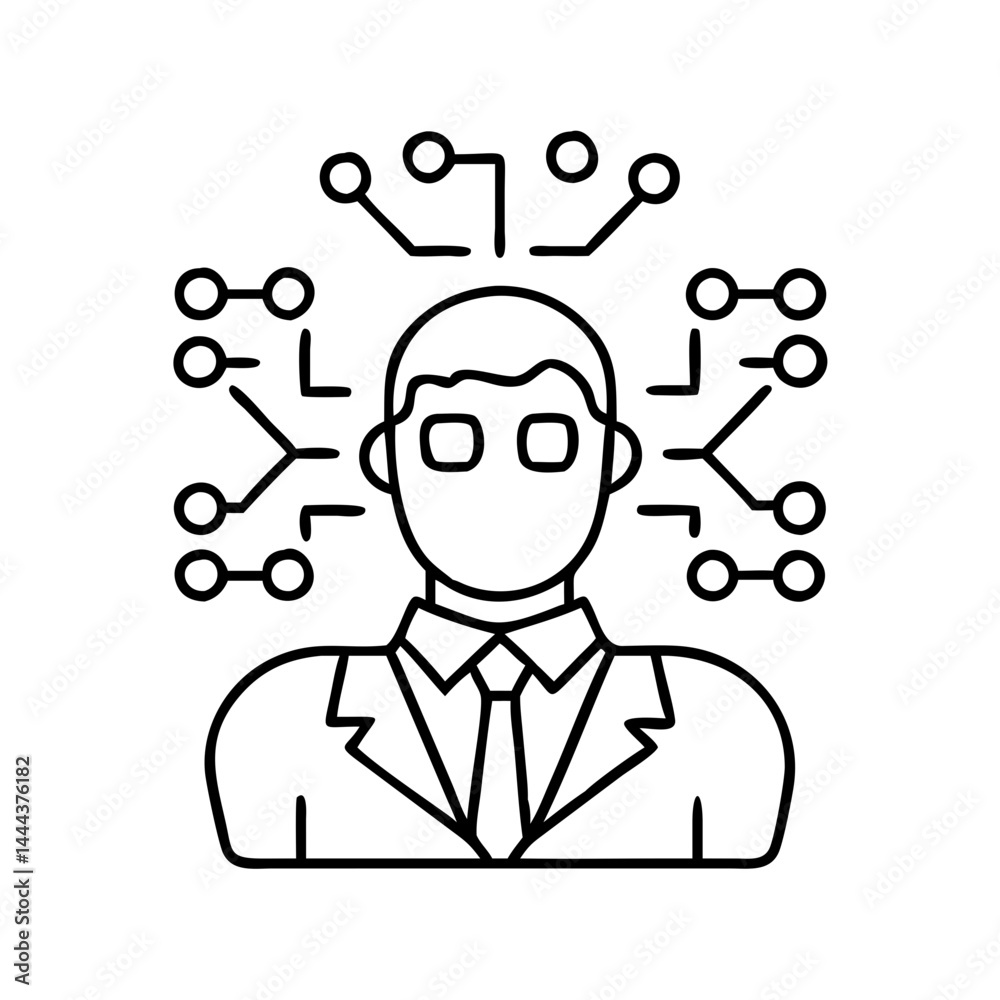 multi agent ai icon, multi agent ai line art - simple line art of multi ...