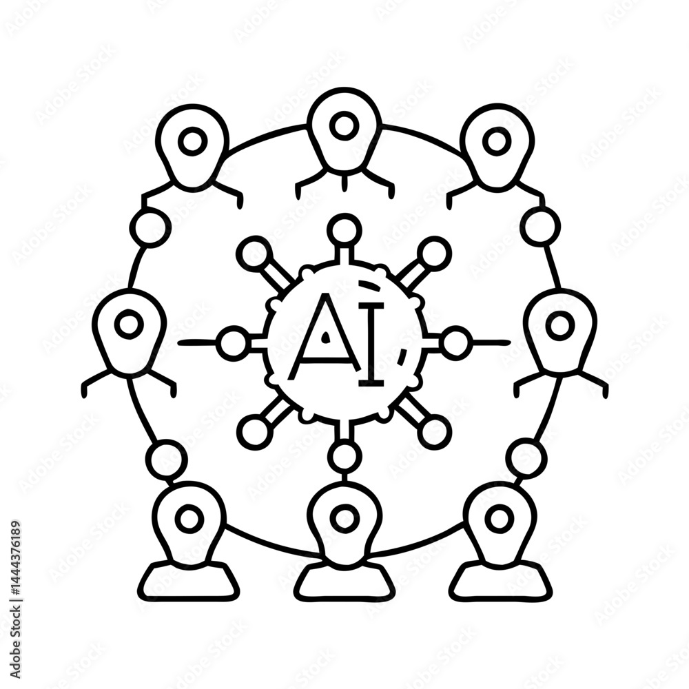 multi agent ai icon, multi agent ai line art - simple line art of multi ...