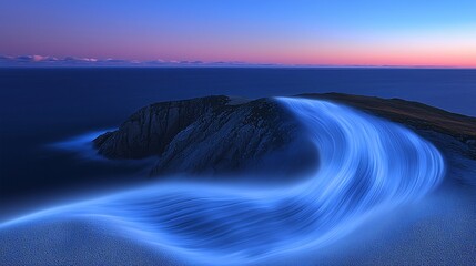 Poster - Powerful wave surging with energy captured against a backdrop of ethereal clouds at sunset in high-key lighting