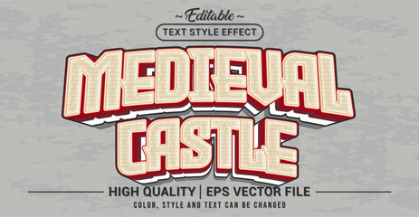 Fototapete - Editable text style effect - Medieval Castle text style theme. Vector text style illustration template.