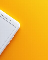 Poster - A sleek white cell phone lying on a smooth surface with a minimalistic aesthetic appeal and design