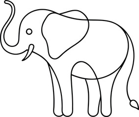 Wall Mural - cartoon elephant illustration created in continuous line art style showing a whimsical and playful a