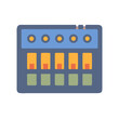 © Sharuzzaman - Retro audio mixing console icon, black background illustration