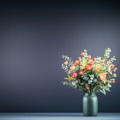 Poster - A delightful vase of flowers gracefully set on a table adding color and beauty to the surroundings
