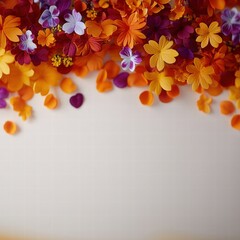Poster - Beautiful arrangement of fresh flowers artistically placed on a clean white surface for elegance