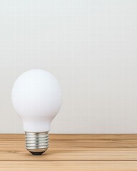 Poster - Classic light bulb resting on a rustic wooden table surrounded by natural textures and warm tones