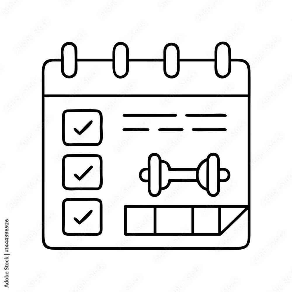 Training Week Vector training schedule icon, training schedule line art - simple line art of ...