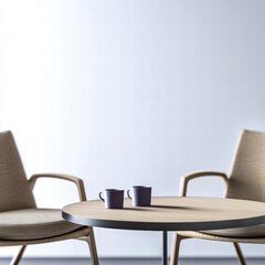 Poster - Stylish arrangement of two elegant chairs and a contemporary table creating a welcoming space