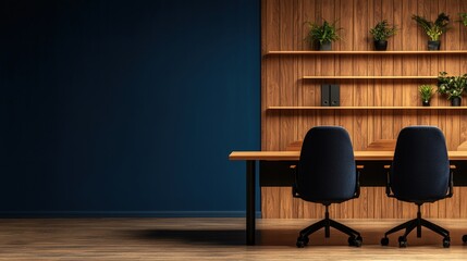 Poster - Functional desk setup featuring two chairs in a bright space ideal for work or study activities