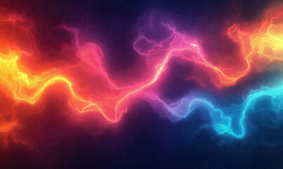 Poster - Colorful abstract cosmic energy waves in vibrant hues of orange, pink, and blue.
