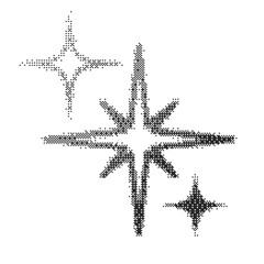 Poster - Bitmap pattern abstract star shapes. Halftone gradient elements on white background. Dither noisy grunge texture. Vector dither symbol. Y2k graphic abstract cosmic icons. Noisy grunge texture.