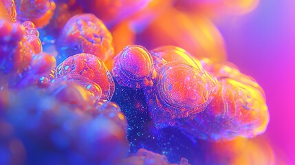 Poster - captivating bunch of soap bubbles reflecting light in a dreamlike cosmic setting with a cinematic to