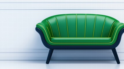 Poster - Bright green chair set against a clean white wall creating a fresh and modern interior aesthetic