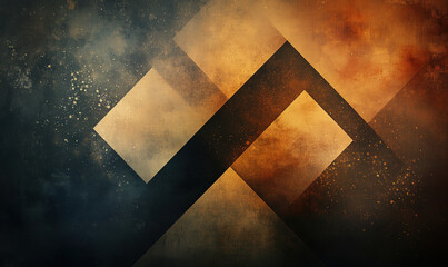 Poster - Abstract geometric design with warm tones and textured background for modern art.