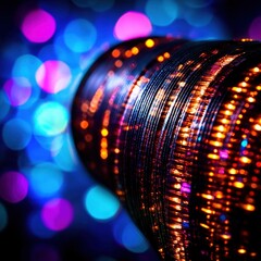 Poster - Shimmering disco ball surrounded by colorful lights creating a dynamic and energetic atmosphere