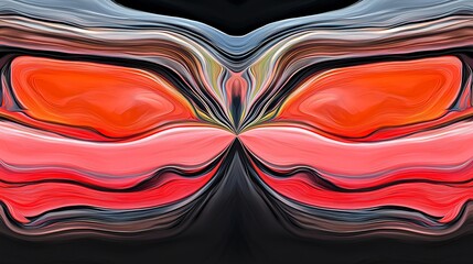 Poster - surreal butterfly with red eye captured in dreamlike phantom reflections and low-key lighting creati