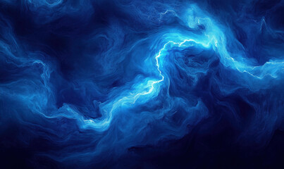 Poster - Abstract blue swirling energy waves creating a cosmic atmosphere.