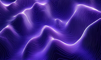 Poster - Abstract purple wave patterns with glowing lines and smooth curves.