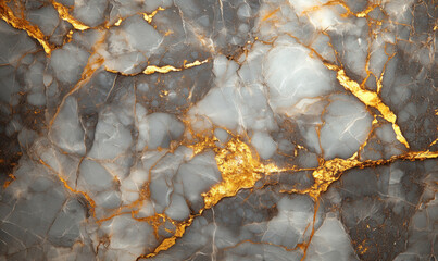 Poster - Elegant gray and gold marble texture with intricate patterns and natural beauty.