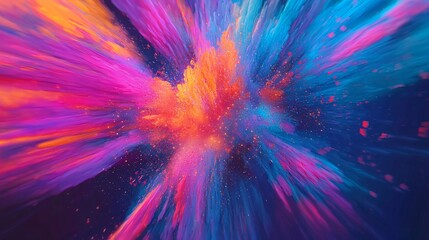 Poster - Explosive colorful paint erupting in a cosmic display with space-time distortions and low-key lighting effects enhancing the scene