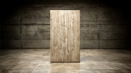Poster - Enigmatic wooden door standing solitary in a room evoking a surreal dreamlike atmosphere of intrigue and mysterious possibilities awaiting beyond