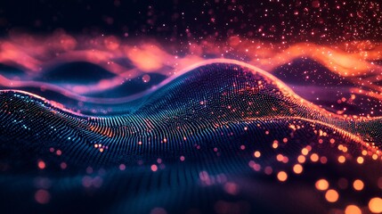 Poster - Ethereal wave with a stunning blur of light capturing the essence of celestial energy fields and quantum ripple matrices in moody atmosphere