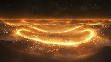 Poster - Dreamy abstract visualization of a city suspended in the sky with soft ambient glow creating a mystical and imaginative experience