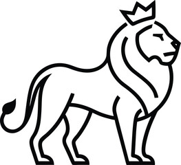 Wall Mural - crowned lion in flowing continuous line art style symbolizing courage and authority great for majest