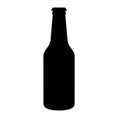Poster - A sleek black silhouette of a bottle on a stark white background