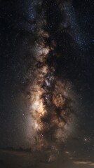 milky way night sky detailed starry galaxy, celestial lights with glowing effect