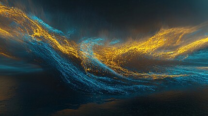 Poster - serene ocean wave captured in motion with celestial energy fields and atomic-scale light fields enha