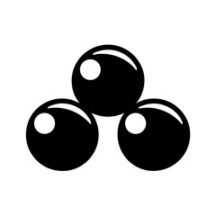 Poster - Simple minimalist illustration of three glossy black balls arranged in a pyramid