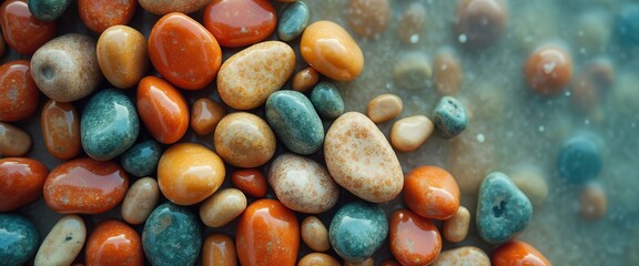 Poster - Orange and Teal Tumbled Stone Pattern Background for Decorative Design