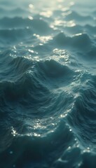 Poster - Ethereal ocean waves shimmer with sunlight creating a beautiful and mesmerizing sea surface texture