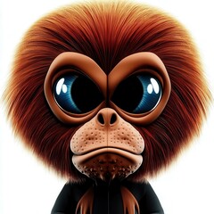 Poster - Uakari Monkey with Big Blue Eyes on a White Background