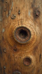 Poster - Intricate Wood Grain Texture Featuring Knot Holes and Cracks for Organic Visuals