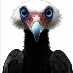 Poster - Striking White-Headed Vulture Portrait: A Bold Gaze on White Background. Wildlife Bird Photography