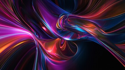 Poster - colorful abstract design showcasing optical depth and neon glow captured from a point of view perspe