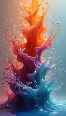 Poster - Vibrant liquid splash art with fluid motion and dynamic color gradients for abstract backgrounds