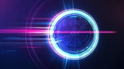 Fototapete - Abstract colorful digital background with circular patterns and light streaks